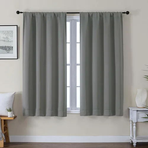 Vista 16 de Gwine Cortinas opacas para dormitorio, 54 pulgadas de largo, paneles de cortina de ventana con aislamiento térmico y reducción de ruido, cortinas