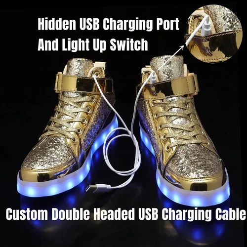 Vista 4 de IGxx Zapatos con luz LED para niños, tenis de alta calidad, zapatos con luces para niños, carga USB, entrenadores luminosos intermitentes
