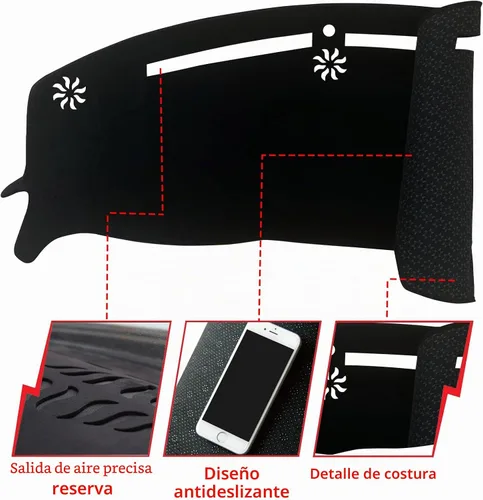 Vista 2 de Tapete antideslizante para tablero de instrumentos compatible con Dodge Challenger 2015-2022 Protector solar (borde negro)