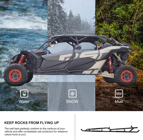 Vista 3 de KIWI MASTER Nerf Bars Rock Sliders para Can-Am Maverick X3 Max 2017-2026 Accesorios de acero para árbol lateral