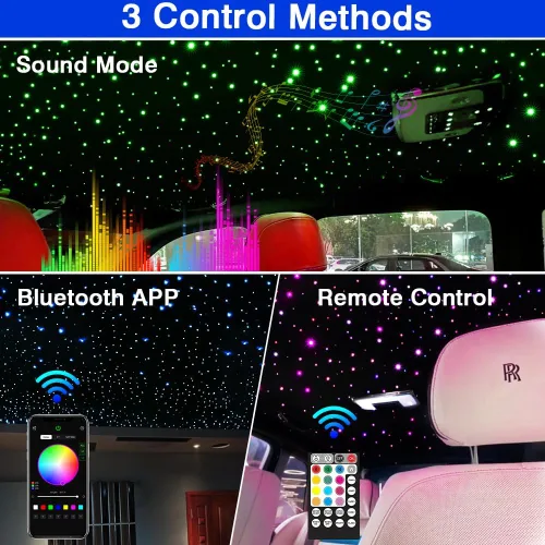 Vista 4 de Kit de Luces de Techo de Estrellas Firework Bluetooth Twinkle 10W para Decoración de Coche y Hogar con APP/Modo de Música Remoto RGBW LED Luz
