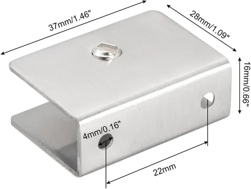Vista 2 de uxcell Soportes de estante de vidrio Soporte de clip de abrazadera de acero inoxidable Rectángulo para 0.315-0.472 in de espesor 2pcs