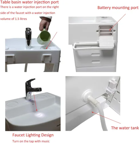 Vista 2 de HongK - Aprendizaje temprano de plástico lavabo de lavado para niños niños bebé bebé niño pequeño simulación toalla estante lavado cuidado de manos