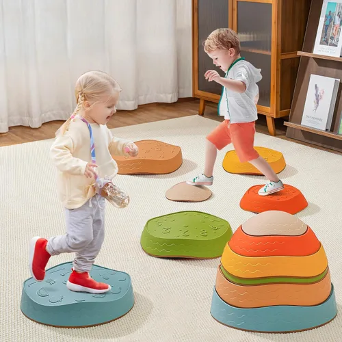 Vista 9 de Fanboxk - Piedras de equilibrio para niños, piedras sensoriales antideslizantes para promover habilidades de equilibrio y coordinación en niños