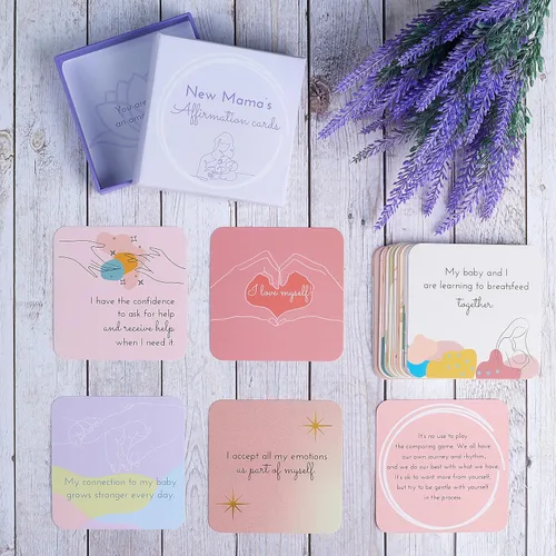 Vista 4 de Ariond - Tarjetas de afirmación de New Mama - 31 afirmaciones posparto para nuevas mamás Gift Ready for Baby Showers, Labor, Birth, Maternity