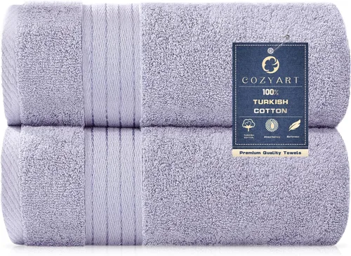 Vista 32 de COZYART - Juego de 6 toallas de baño de algodón turco, color azul claro, suaves, altamente absorbentes y duraderas, 19.17 oz/yd², incluye 2 toallas
