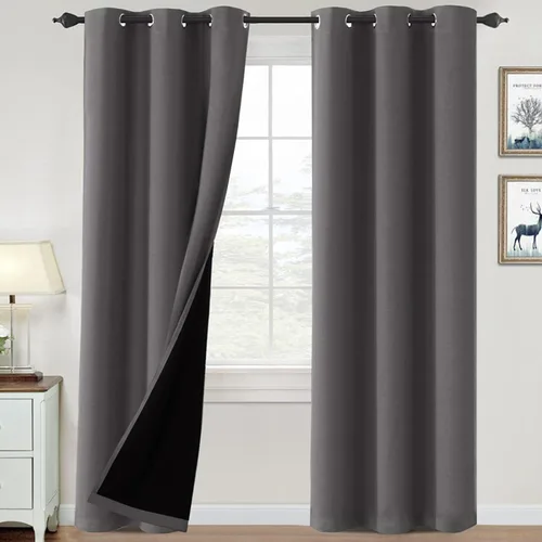 Vista 152 de H.VERSAILTEX Cortinas 100% de opacidad para dormitorio, con aislamiento térmico, cortinas opacas de 63 pulgadas de largo, cortinas de bloqueo