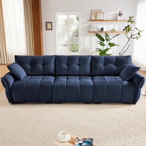 Vista 37 de Leyu&Hafort Sofá modular seccional, sofá modular Cloud con asiento profundo, moderno sofá modular con otomana móvil, sofá de felpilla con almohadas
