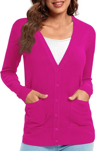 Vista 3 de Urban CoCo suéter básico de manga larga con botones para mujer