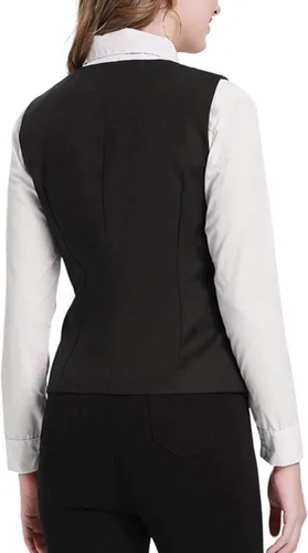 Vista 6 de GRACE KARIN Chaleco de traje elegante con cuello en V para mujer, ajustado, con botones, para oficina