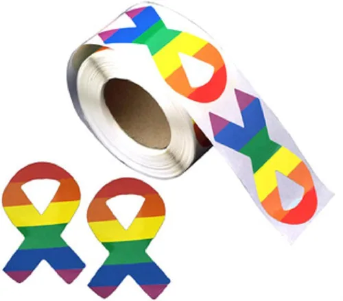 Vista 10 de Pegatinas de bandera bisexual para el mes del orgullo - Venta al por mayor Bi-Pride en un rollo (2 rollos - 500 calcomanías)