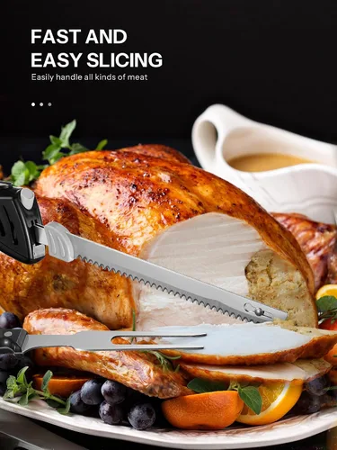 Vista 2 de Reemix Cuchillo eléctrico, Z3042 Juego de cuchillos eléctricos para trinchar carnes, aves, pan, espuma para manualidades y más, 2 cuchillas