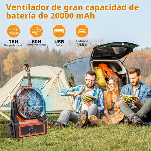 Vista 5 de Ventilador de camping recargable CosyHack, ventilador a batería con luces, ventiladores de playa al aire libre para tienda de campaña, 4