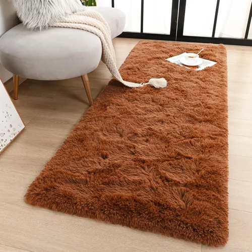 Vista 39 de Terrug Alfombra Corredor Negra Esponjosa para Dormitorio, 2x6 Pies Lindas Alfombras de Área de Pelo Largo para Pasillo, Alfombra de Felpa Suave