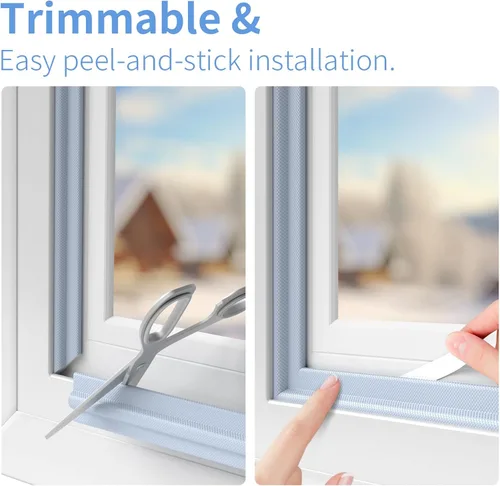 Vista 8 de Tira de sellado mejorada para puerta y ventana, tira de aislamiento de puerta y ventana autoadhesiva de 9.8 pies, sello de desgaste en forma de V