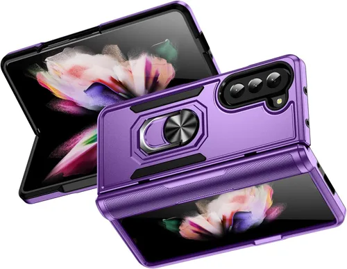 Vista 9 de Funda para Samsung Galaxy Z Fold 5 con anillo de soporte, imán de sujeción agradable a la piel, de alto valor, para Samsung Galaxy Z Fold 5, funda