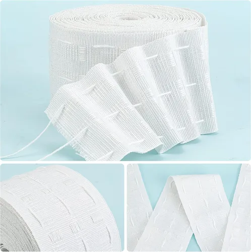 Vista 3 de GORGECRAFT Cinta plisada de 11 yardas x 3 pulgadas de ancho, color blanco, desmontable, 100% poliéster, cinta de pellizco profundo, accesorios