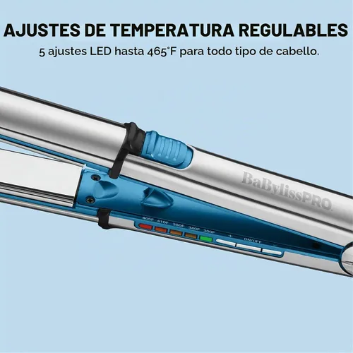 Vista 4 de BaBylissPRO Nano Titanium Prima Ionic Hair Straightener - Plancha plana profesional y rizador en uno para estilistas, herramienta de peinado Azul