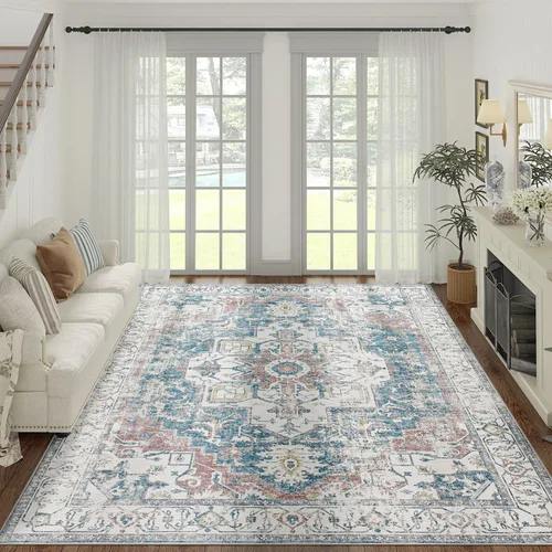 Vista 36 de jinchan Alfombra de Área 2x3 pies Alfombra Vintage de Entrada Lavable Bohemia Tapete Interior para Puerta Medallón Floral Tapete Pequeño para Puerta