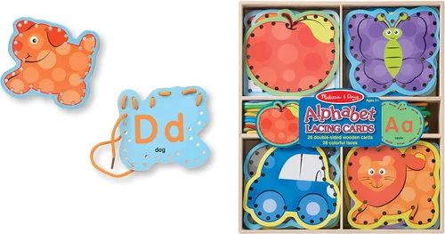 Vista 7 de Melissa & Doug. Juego de tarjetas de madera con paneles de doble cara y cordones a juego