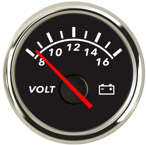 Vista 6 de 52mm (2") Universal Voltímetro Puntero Voltaje 12V 8-16V con Retroiluminación Roja para Barco Marino, Yate, Auto, Motor