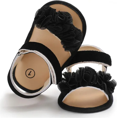 Vista 5 de COSANKIM Sandalias de verano para bebés y niñas con suela suave de flores, zapatos de vestir para cuna, recién nacidos, para recién nacidos