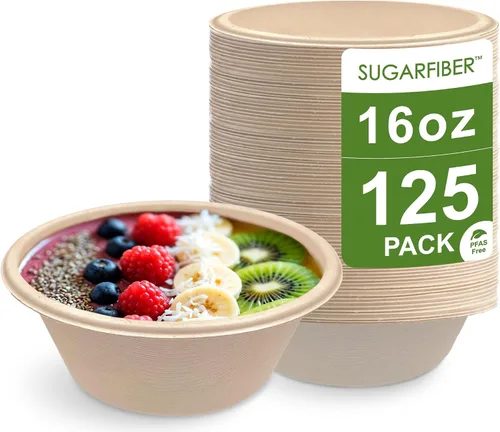Vista 16 de Bagasse - Platos redondos desechables - Fibras naturales de caña de azúcar (bamboo), 12 pulgadas, producto biodegradable, ecológico, papel