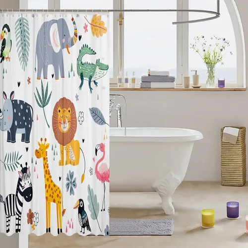 Vista 53 de Feelyou Cortina de ducha con diseño de gato para decoración de baño, bonita cortina de baño para puestos de bañeras, accesorios de baño divertidos