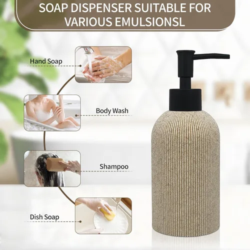 Vista 5 de Dispensador de jabón de manos para encimera de baño y cocina, juego de dispensadores de jabón y loción de resina de 10 onzas con bomba de plástico a