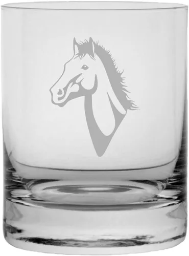 Vista 46 de Abaco Barb - Vaso de whisky con temática de caballo grabado (10.25 onzas)