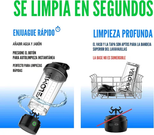 Vista 8 de VELOMIX Botella agitadora de proteínas eléctrica - 24 oz Recargable USB-C Vasos agitadores a prueba de fugas para batidos de proteínas