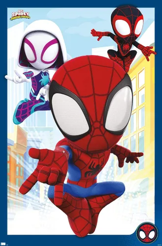 Vista 9 de Marvel Spidey and His Amazing Friends - Póster de pared grupal, 22.4 pulgadas de largo x 14.7 pulgadas de ancho, versión enmarcada de madera