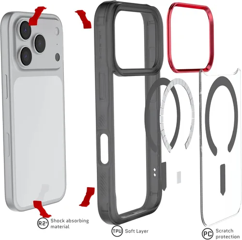 Vista 150 de Ghostek Covert Clear - Funda transparente para iPhone 15 Plus, silicona a prueba de golpes, compatible con accesorios Apple MagSafe, funda Negro