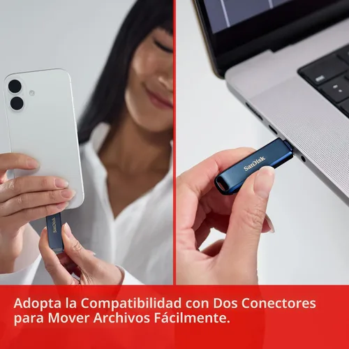 Vista 3 de SanDisk 64GB Unidad Flash para iPhone - Funciona con iPhone 15 y más nuevo (conector USB-C) y iPhone 14 y más antiguo (conector Lightning)