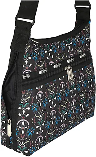 Vista 2 de LeSportsac Cloistered Jewels - Bolso bandolera grande estilo 3710color E469, azulejos de arte de mosaico diseñados en coloridos motivos de cresta