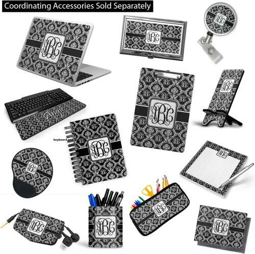 Vista 6 de Carpeta personalizada de 3 anillas de damasco con monograma - 1 pulgada