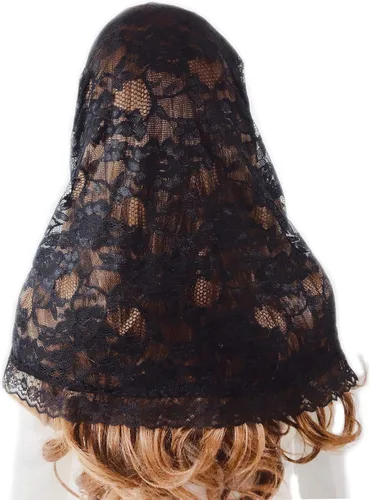 Vista 5 de PAMOR Infinity Chapel Veil Floral Latin Mass Head Cover Lace Scarf Mantilla Veils for Church