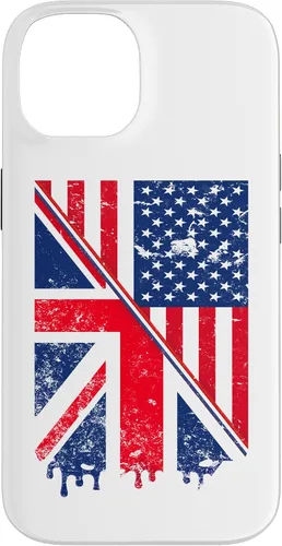 Vista 4 de Funda para iPhone 15 Union Jack y bandera estadounidense para expatriados británicos y estadounidenses