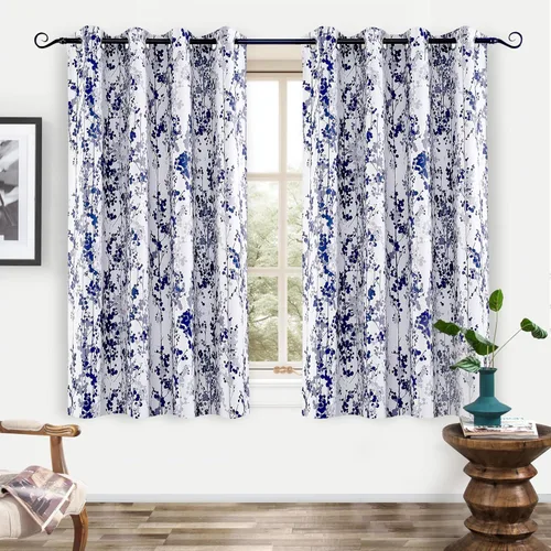 Vista 13 de Cortinas DriftAway 100% Blackout Amarillas y Blancas para Sala de Estar, Dormitorio, Cocina, 84 Pulgadas de Largo, Paneles Botánicos con Flores