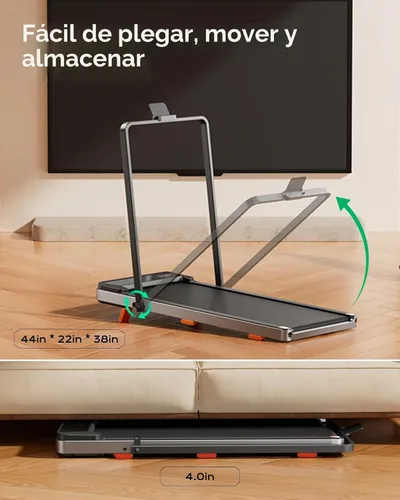 Vista 6 de TREAFLOW Cinta de correr para el hogar con inclinación, caminadora con barra de mango Plateado