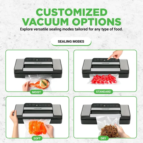 Vista 4 de NutriChef Selladora al vacío automática para alimentos con función de doble sellado, sistema eléctrico de sellado al vacío para alimentos secos