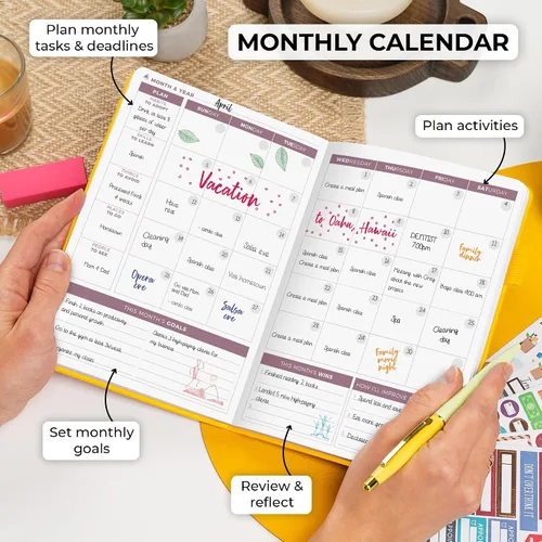 Vista 4 de Clever Fox Planner 2ª Edición – Planificador de Metas Semanales y Mensuales Colorido, Organizador de Gestión del Tiempo y Productividad, Sin Fecha