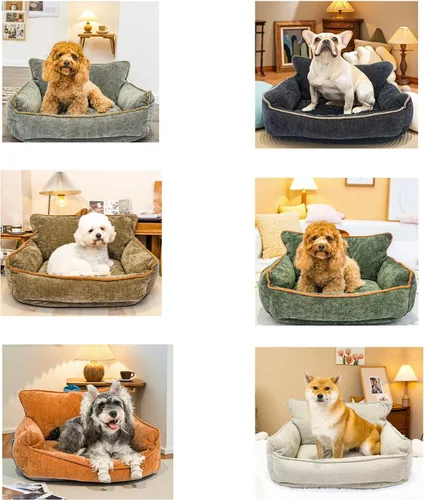 Vista 7 de Cama lavable para perros de tamaño mediano, camas para mascotas para perros medianos, sofá cama para perros con funda extraíble lavable, cálida