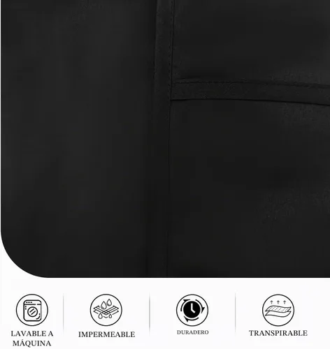 Vista 4 de Smock Apron Cobbler Apron with Side Ties and 2 Deep Pockets Unisex Apron for work kitchen Negro 1 paquete