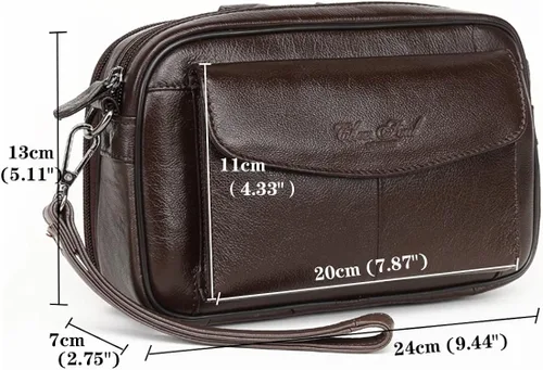 Vista 2 de KPYWZER Bolso de mano de cuero para hombre