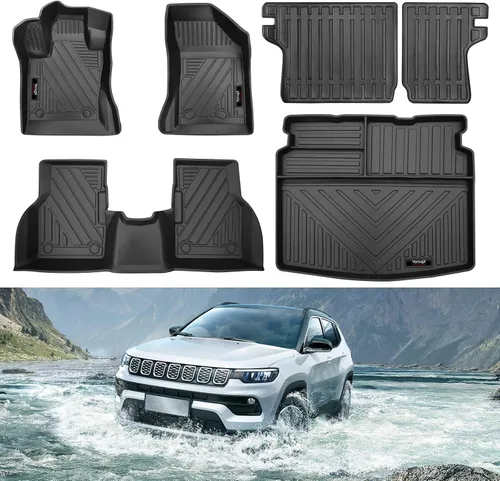 Vista 8 de para alfombrillas de piso y forro de carga y alfombrillas de respaldo de 2007-2016 Jeep Compass/Patriot 2007-2012 Dodge Caliber. Juego de 38-44