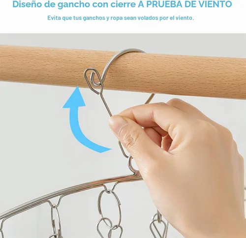 Vista 3 de Seropy Percha de ropa con 10 clips, estante de secado de ropa para ropa sucia, paquete de 6, colgador de calcetines de acero inoxidable, resistente