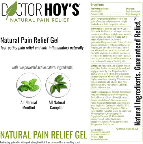 Vista 2 de DOCTOR HOY'S Gel natural para aliviar el dolor, gel antiinflamatorio tópico de árnica para artritis, dolor articular y tensiones musculares, alivio