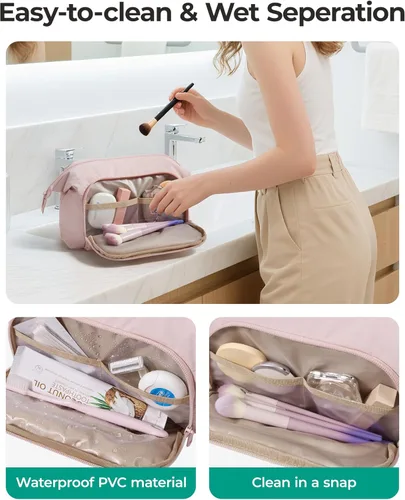 Vista 3 de BAGSMART Bolsa de Maquillaje, Esponjosa, Negro, Bolsa de maquillaje