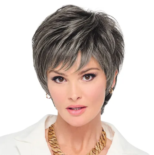 Vista 4 de Raquel Welch - Peluca corta Bob atada a mano feroz y enfocada por Hairuwear, gorra de tamaño medio, castaño iluminado por el sol RL10/12